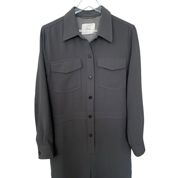 Aritzia Wilfred Utility Broiler Jumpsuit Gray Button Pockets Crepe Size Medium - Picture 4 of 13